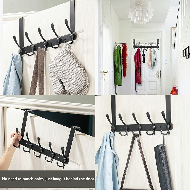 15 Hooks Over The Door Hanger Clothes Coat Jacket Rack Towel Holder - Black - Luxe By Sarah