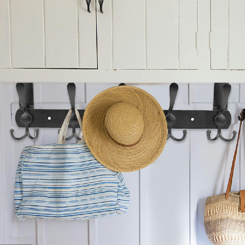 15 Hooks Over The Door Hanger Clothes Coat Jacket Rack Towel Holder - Black - Luxe By Sarah