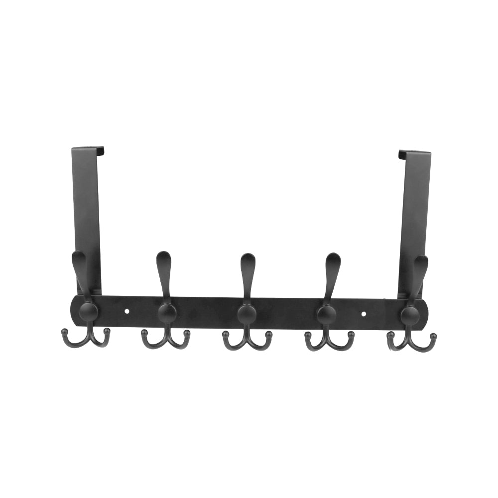 15 Hooks Over The Door Hanger Clothes Coat Jacket Rack Towel Holder - Black - Luxe By Sarah