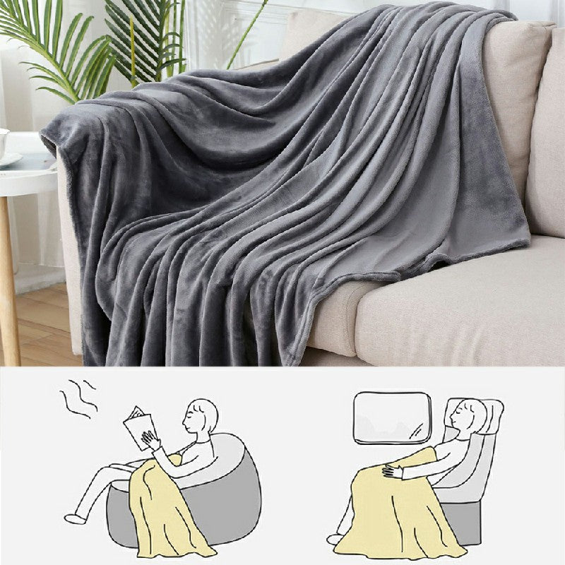Throw Blanket Fleece Large Soft Warm Sofa Bed Throw Single Double King - Dark Grey - Luxe By Sarah