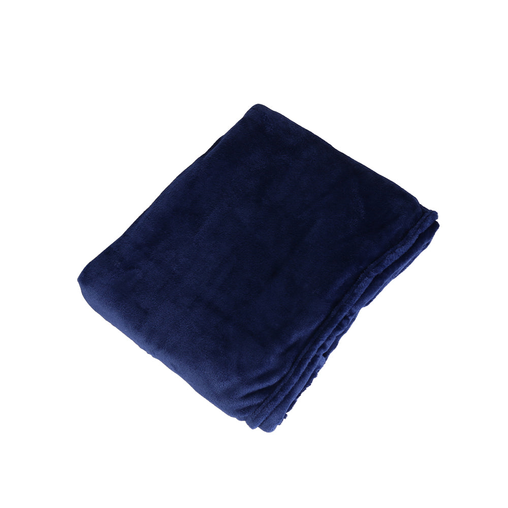 Throw Blanket Fleece Large Soft Warm Sofa Bed Throw Single Double King - Navy Blue - Luxe By Sarah
