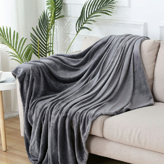 Throw Blanket Fleece Large Soft Warm Sofa Bed Throw Single Double King - Navy Blue - Luxe By Sarah