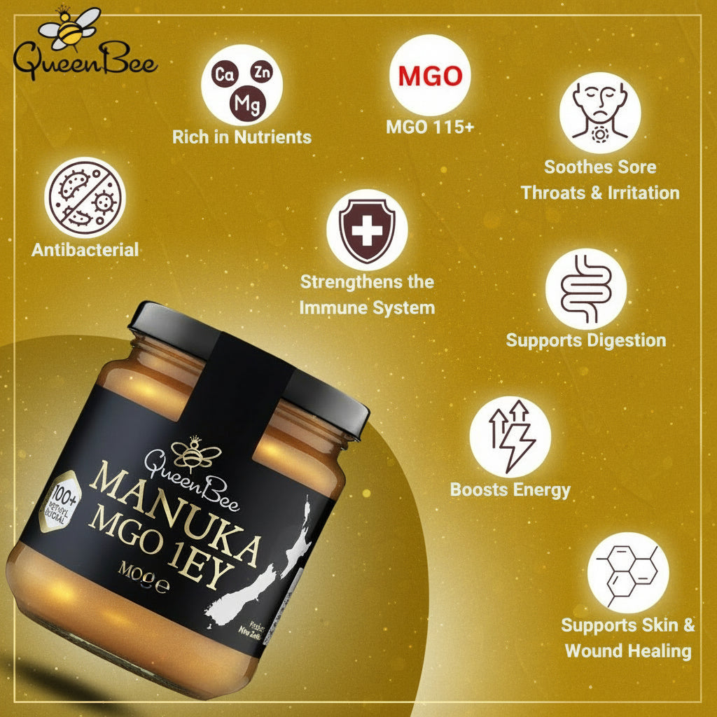 Queen Bee Manuka Honey MG115 - 340g Natural Health World UK