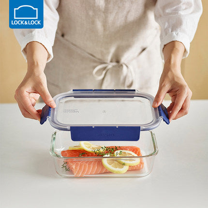 Le Buckle TOPCLASS Glass Fresh-keeping Box Gong Jun With Small Blue Box Microwave Oven Heating Lunch Box Storage