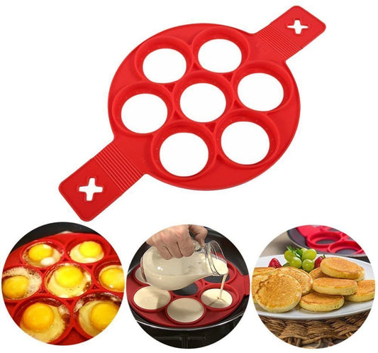 Silicone 7-hole Frying Pan Mold Baking Round Heart-shaped Star-shaped Omelette DIY Shape Tool Baking