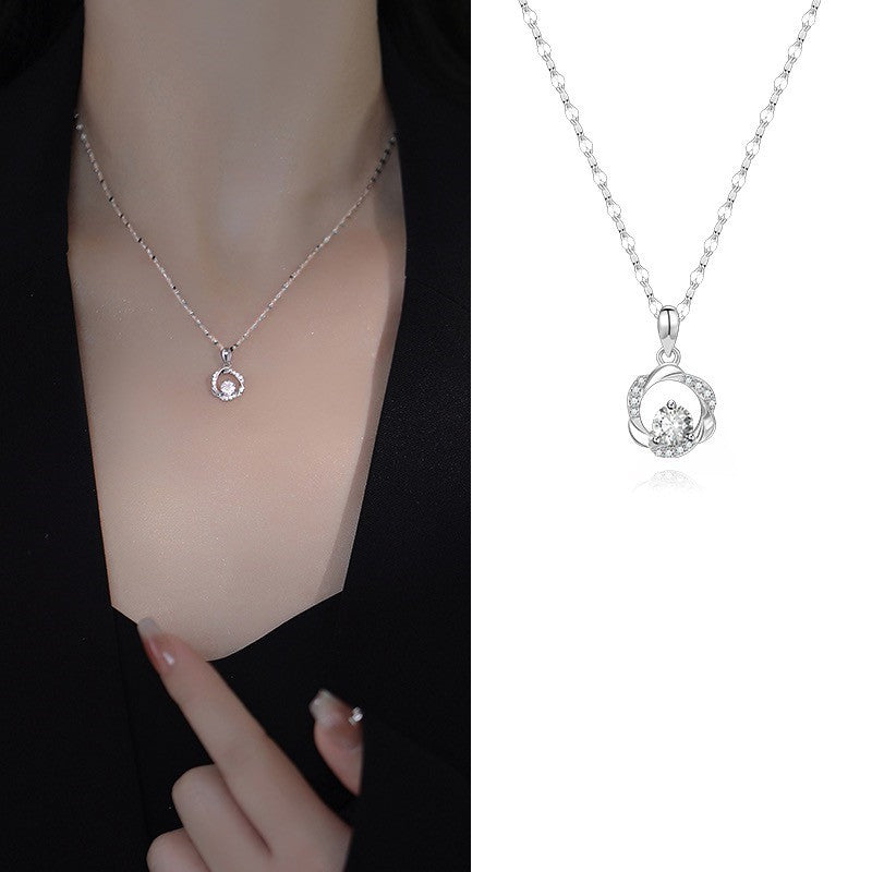 Mobius Ring Necklace S999 Foot Silver Light Luxury Niche Collarbone Chain Sterling Silver Necklace For Girlfriend Valentine&#039;s Day Gift