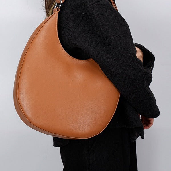 2024 New Women&#039;s Bag Underarm Crossbody Bag Niche Design Crescent Bag Large Capacity Genuine Leather Women&#039;s Bag Lazy Style