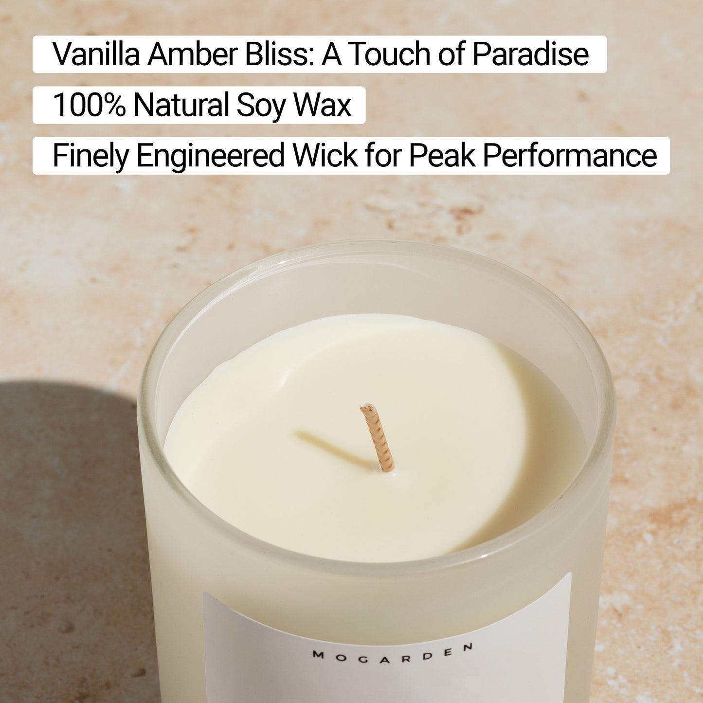 Mogarden Luxury Vanilla Candle - Pure Soy 220g | Scented Candle Gift