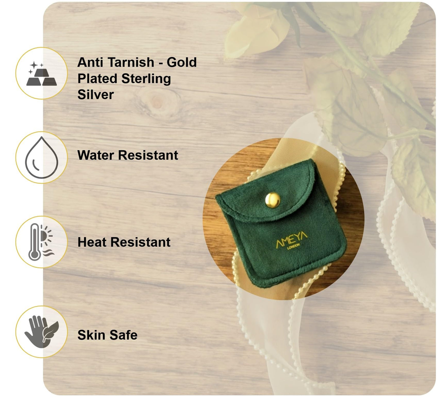 Ameya Heart - 18k gold plated sterling silver necklace, delicate luxury jewelry Ameya Jewels London