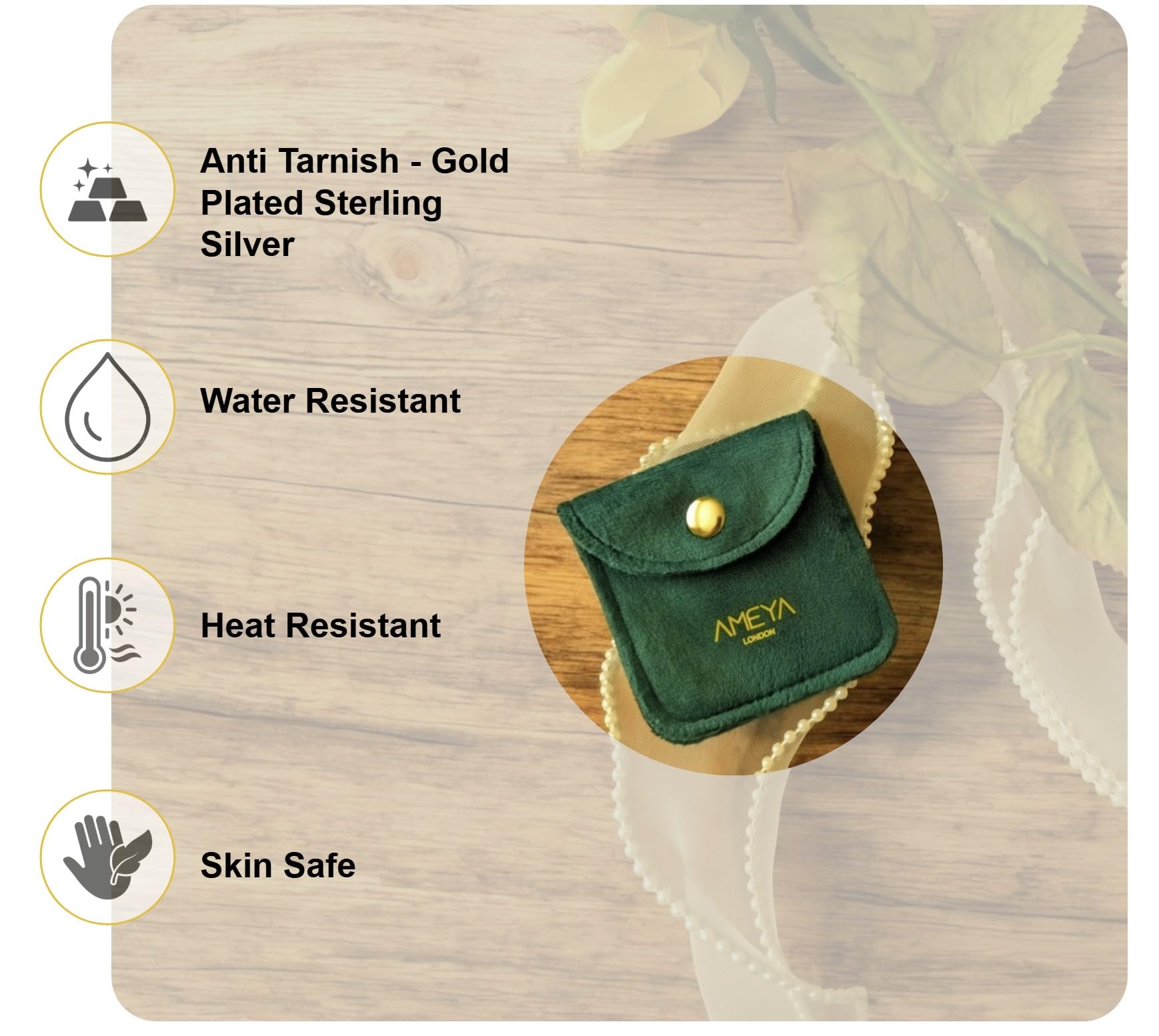 Ameya Heart - 18k gold plated sterling silver necklace, delicate luxury jewelry Ameya Jewels London