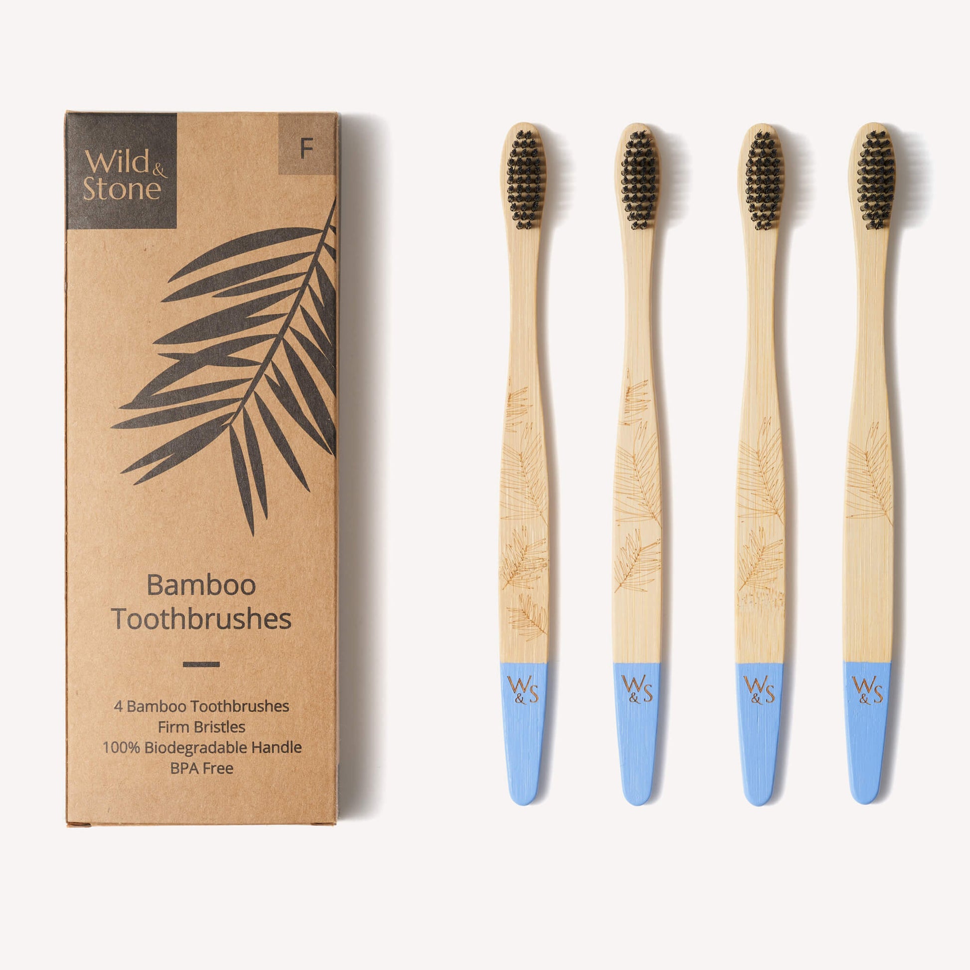 Adult Bamboo Toothbrush - 4 Pack - Firm Bristles Wild And Stone
