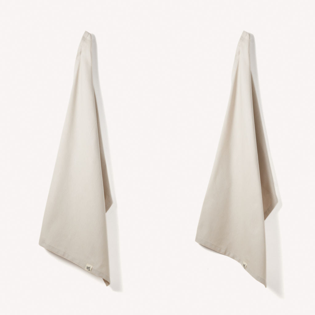 Organic Cotton Tea Towels - Herringbone Weave - Set of 2 Wild And Stone