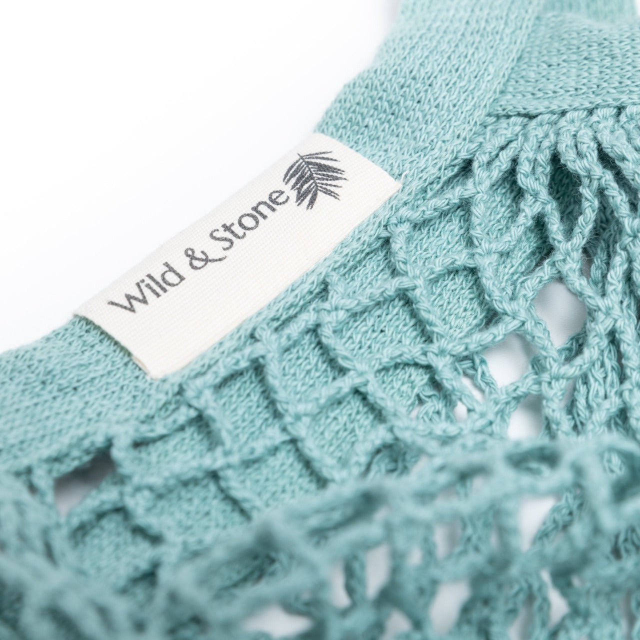 Organic Cotton Blue Crochet Tote Bag Wild And Stone