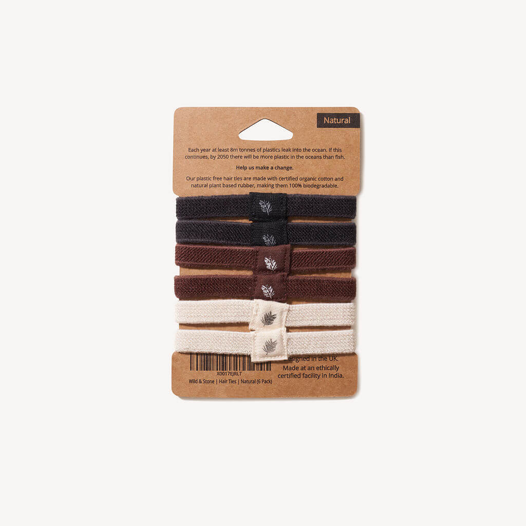 Plastic Free Hair Ties - 6 Pack - Natural Wild And Stone