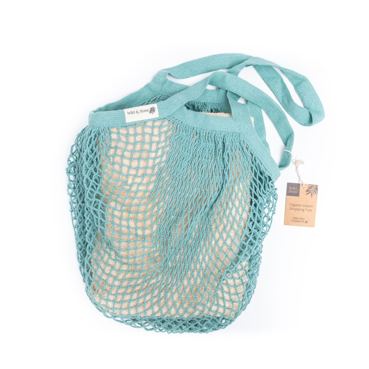 Organic Cotton Blue Crochet Tote Bag Wild And Stone