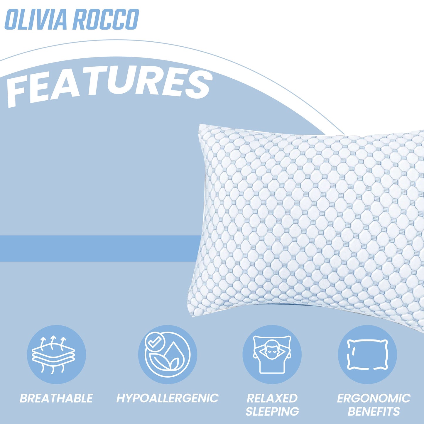 OLIVIA ROCCO Ice Cool Hypoallergenic Cooling Memory Foam Pillow for Cold Night Comfort