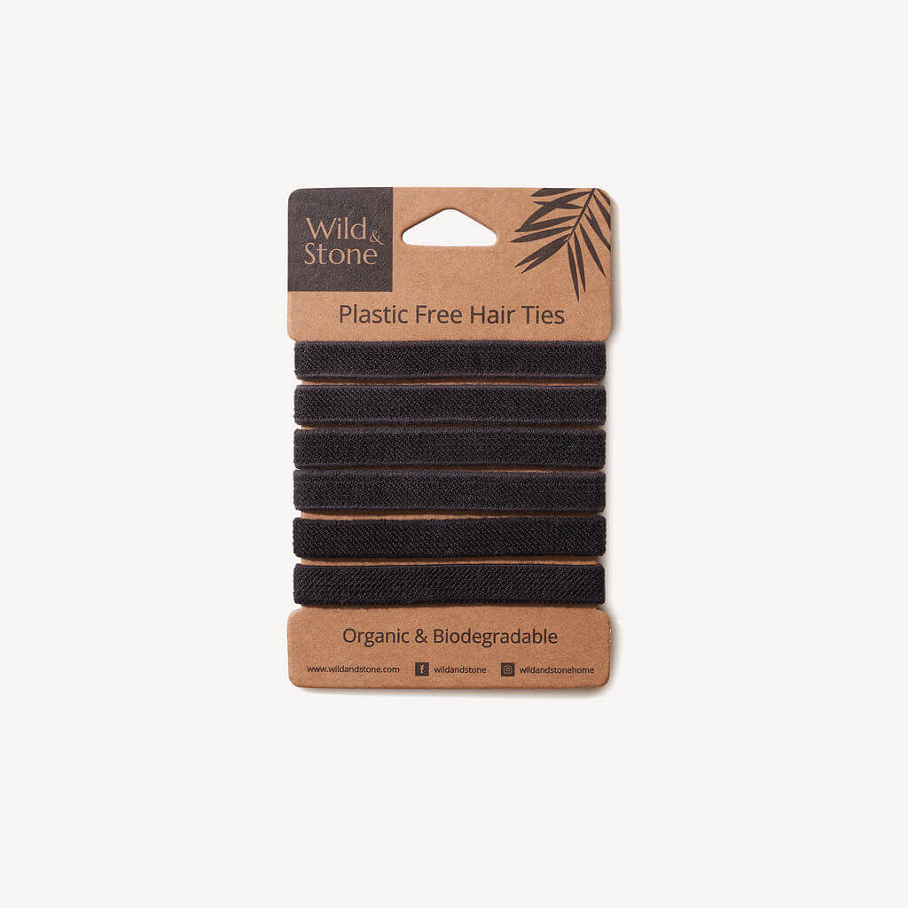 Plastic Free Hair Ties - 6 Pack - Black Wild And Stone