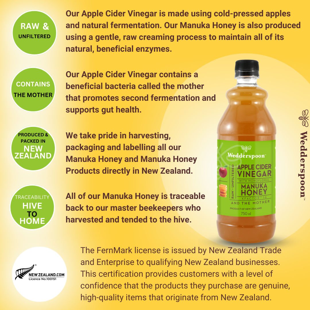 Wedderspoon Apple Cider Vinegar with Manuka Honey 750ml Natural Health World UK