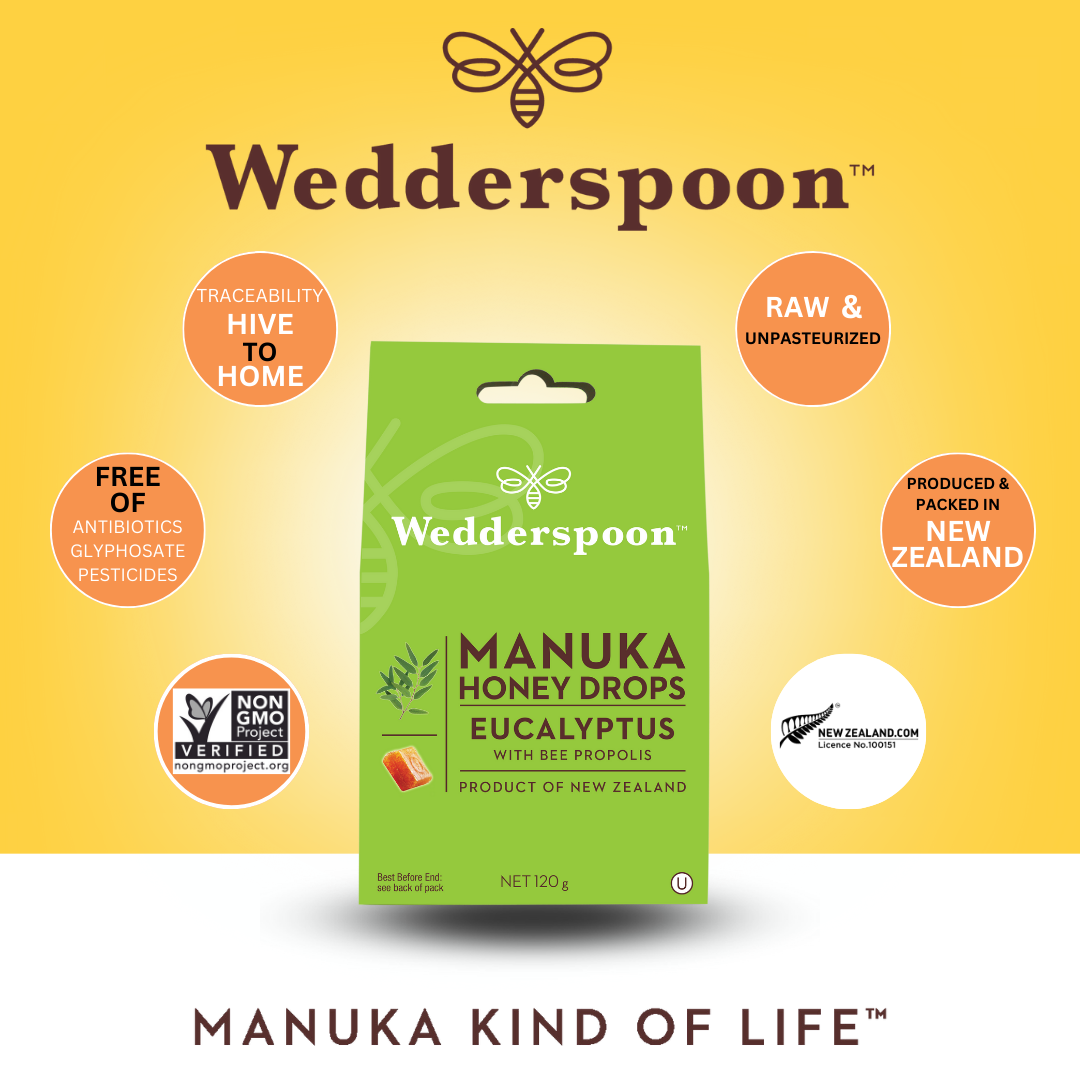 Wedderspoon Manuka Honey Drops Eucalyptus Drops Natural Health World UK