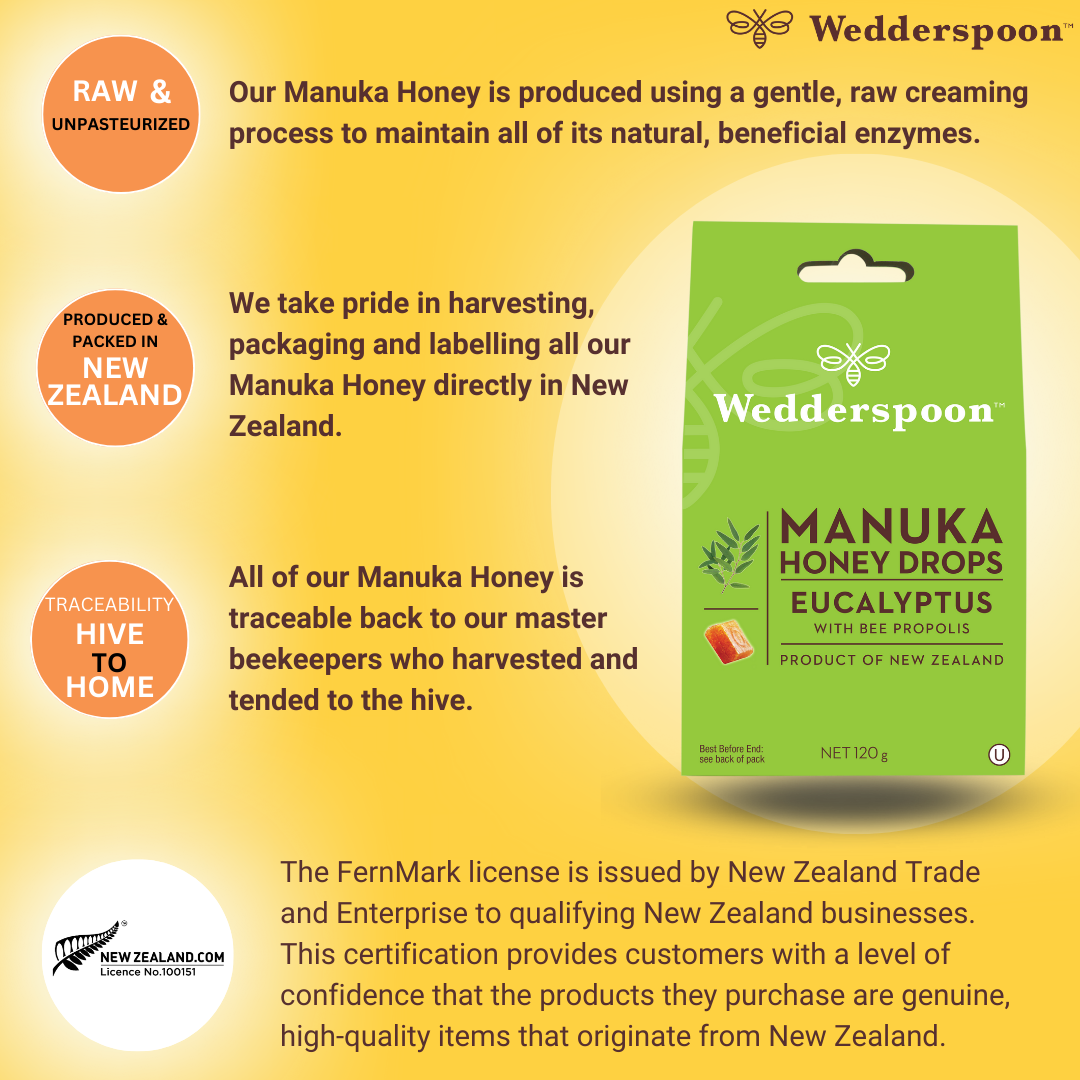 Wedderspoon Manuka Honey Drops Eucalyptus Drops Natural Health World UK