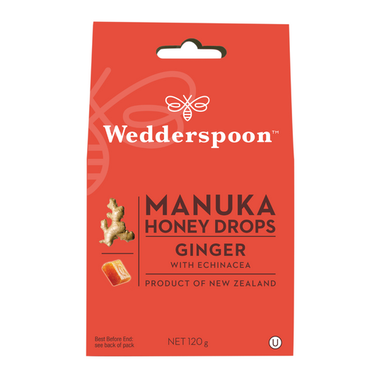 Wedderspoon Natural Manuka Honey Drops Ginger (20 Drops per box) Natural Health World UK