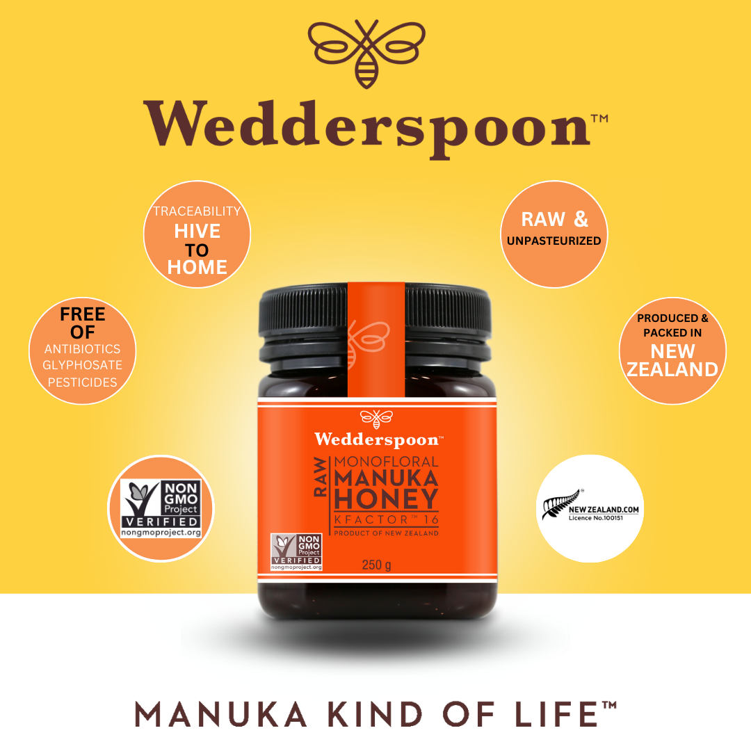 Wedderspoon RAW Manuka Honey KFactor 16+ 250g Natural Health World UK