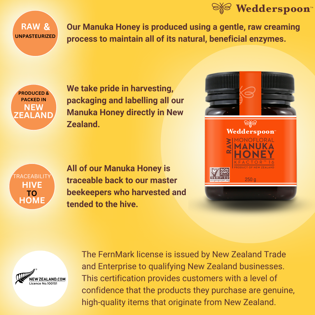 Wedderspoon RAW Manuka Honey KFactor 16+ 250g Natural Health World UK