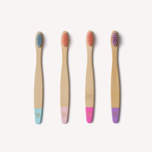Children's Bamboo Toothbrush - 4 Pack - Candy Colour Wild And Stone