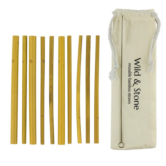 Reusable Bamboo Drinking Straws - 10 Pack Wild And Stone